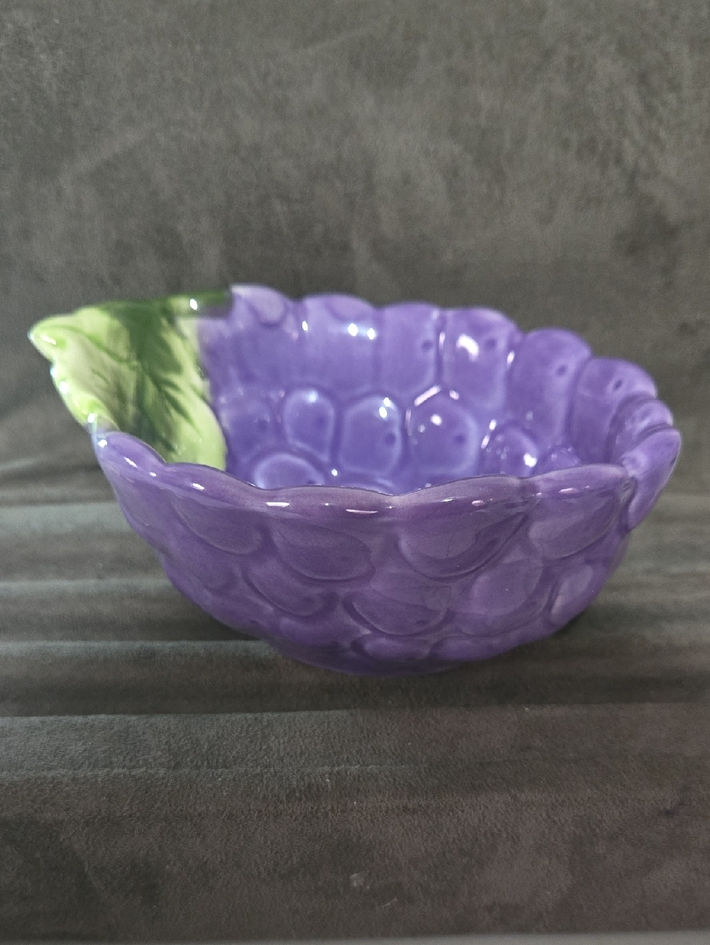 Certified International Purple Decorative Ceramic Piece with Green Accent
